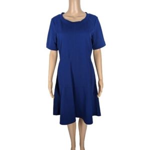 Athleta Royal Blue Short Sleeve Fit-and-Flare Dress